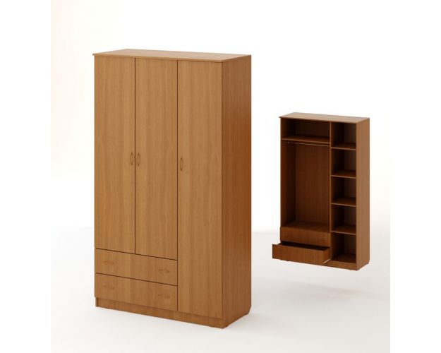 Шкаф распашной 3-х створчатый с 2 ящ (Бук темный)