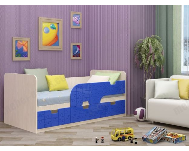 Минима Кровать детская 3 ящика 1.8 Синий глянец