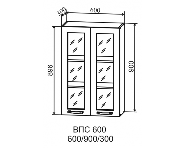 Гарда ВПС 600 шкаф верхний со стеклом высокий (Серый Эмалит/корпус Серый)