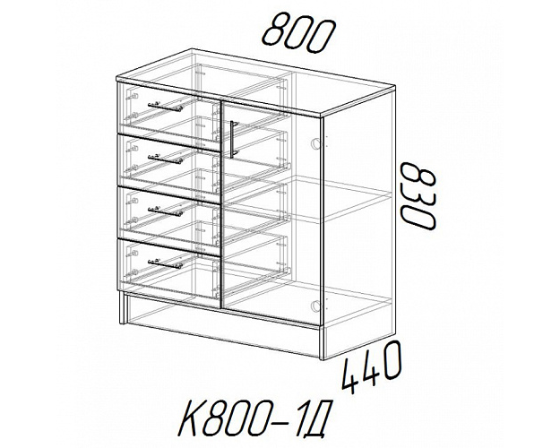 Комод К800-1Д дуб вотан / белый