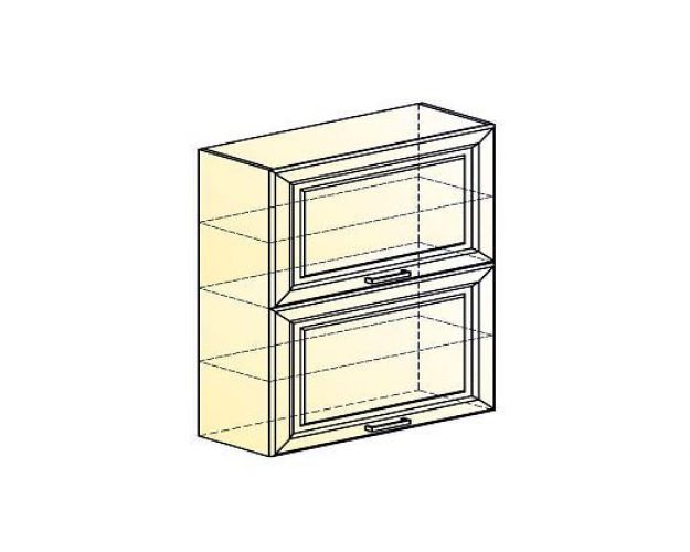Мишель Шкаф навесной L800 Н900 (2 дв. гл. гориз.) (эмаль) (белый/кофейный)