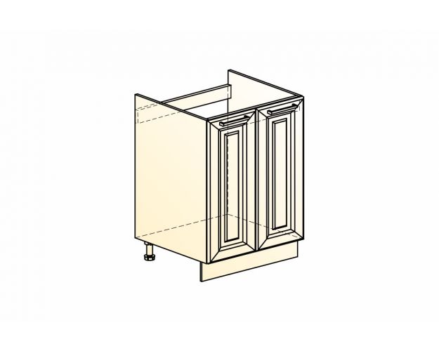 Мишель Шкаф рабочий под мойку L600 (2 дв. гл.) (эмаль) (белый/кофейный)