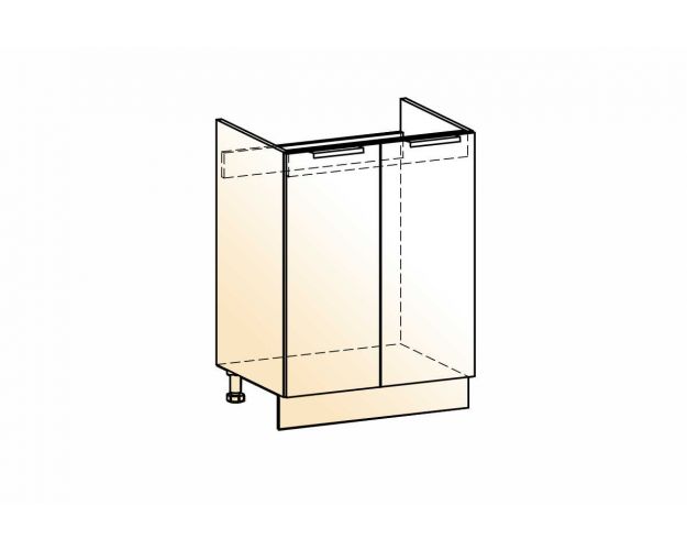 Стоун Шкаф рабочий под мойку L600 (2 дв. гл.) (белый/палисандр)