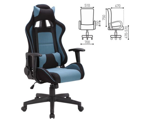 Кресло компьютерное BRABIX GT Racer GM-100 (черный, голубой)