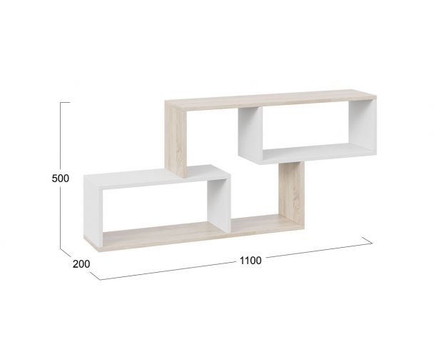 Полка настенная тип 4 (Дуб сонома/Белый)