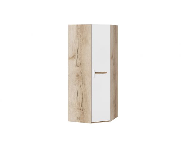Шкаф угловой с 1-ой глухой дверью «Фьюжн» Дуб делано/Белый глянец