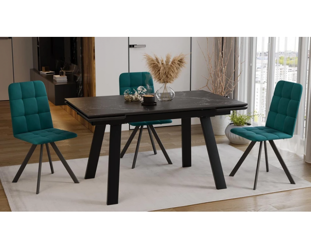 Стол обеденный Дэкстон тип 1 черный муар / черный мрамор