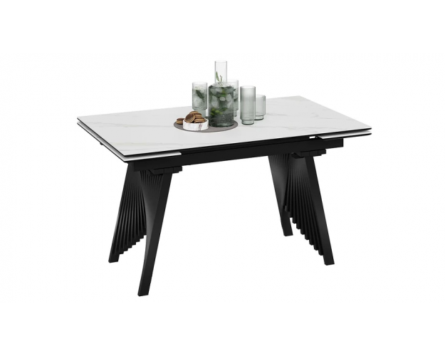 Стол обеденный Шелдон тип 1 черный муар / белый мрамор