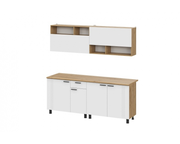 Кухонный гарнитур 2,0 Монако серия 2 дуб золотой / белый матовый